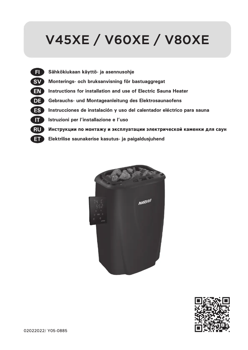 Page n°1 - Manuel utilisateur Harvia Moderna V60XE HVE604XEM