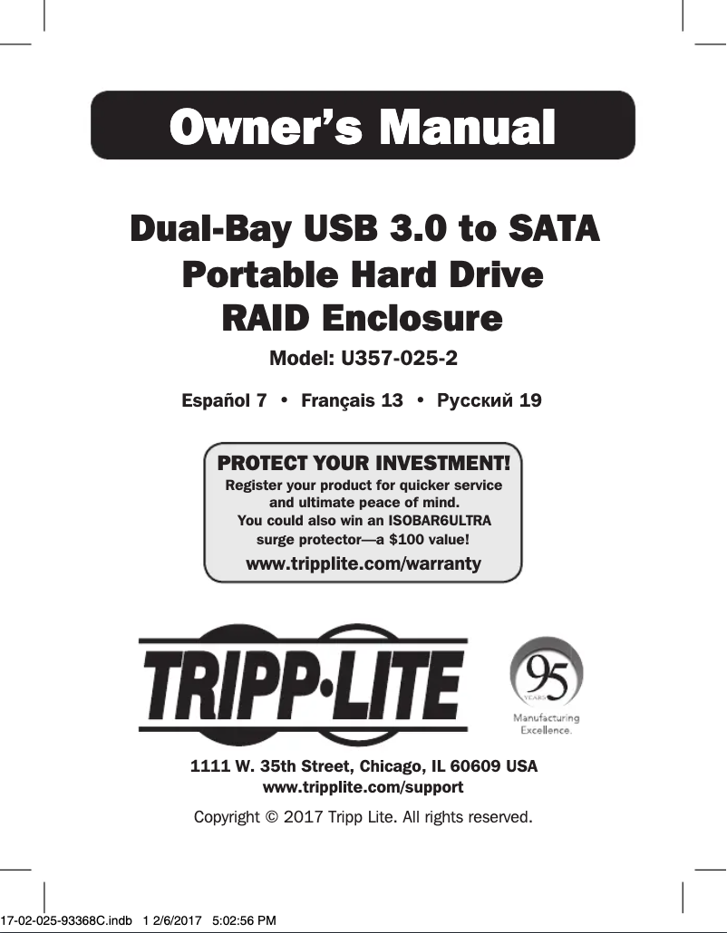 Page 1 de la notice Manuel utilisateur Tripp Lite U357-025-2