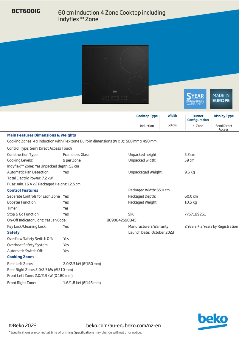 Image de la première page du manuel de l'appareil BCT600IG