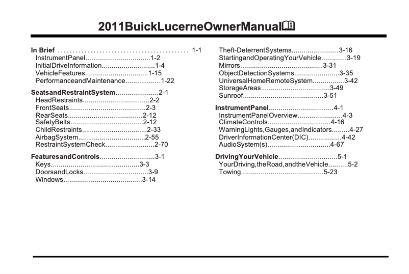 Page 1 de la notice Manuel utilisateur Buick Roadmaster (1996)