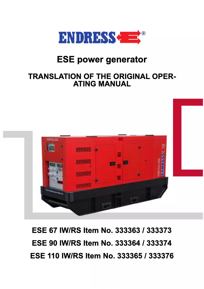 Page 1 de la notice Manuel utilisateur Endress ESE 90 IW/RS