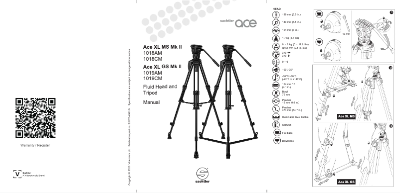 Page n°1 - Manuel utilisateur Sachtler Ace XL AL GS MK II