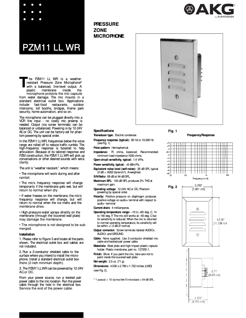 Page 1 de la notice Manuel utilisateur AKG PZM-11LLWR