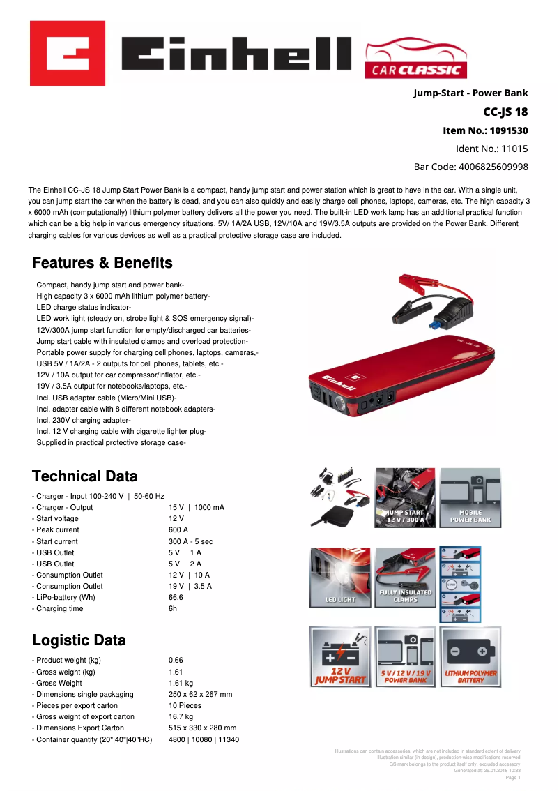 Image de la première page du manuel de l'appareil CC-JS 18