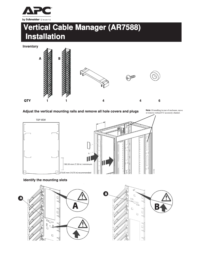 Page 1 de la notice Manuel utilisateur APC AR7588