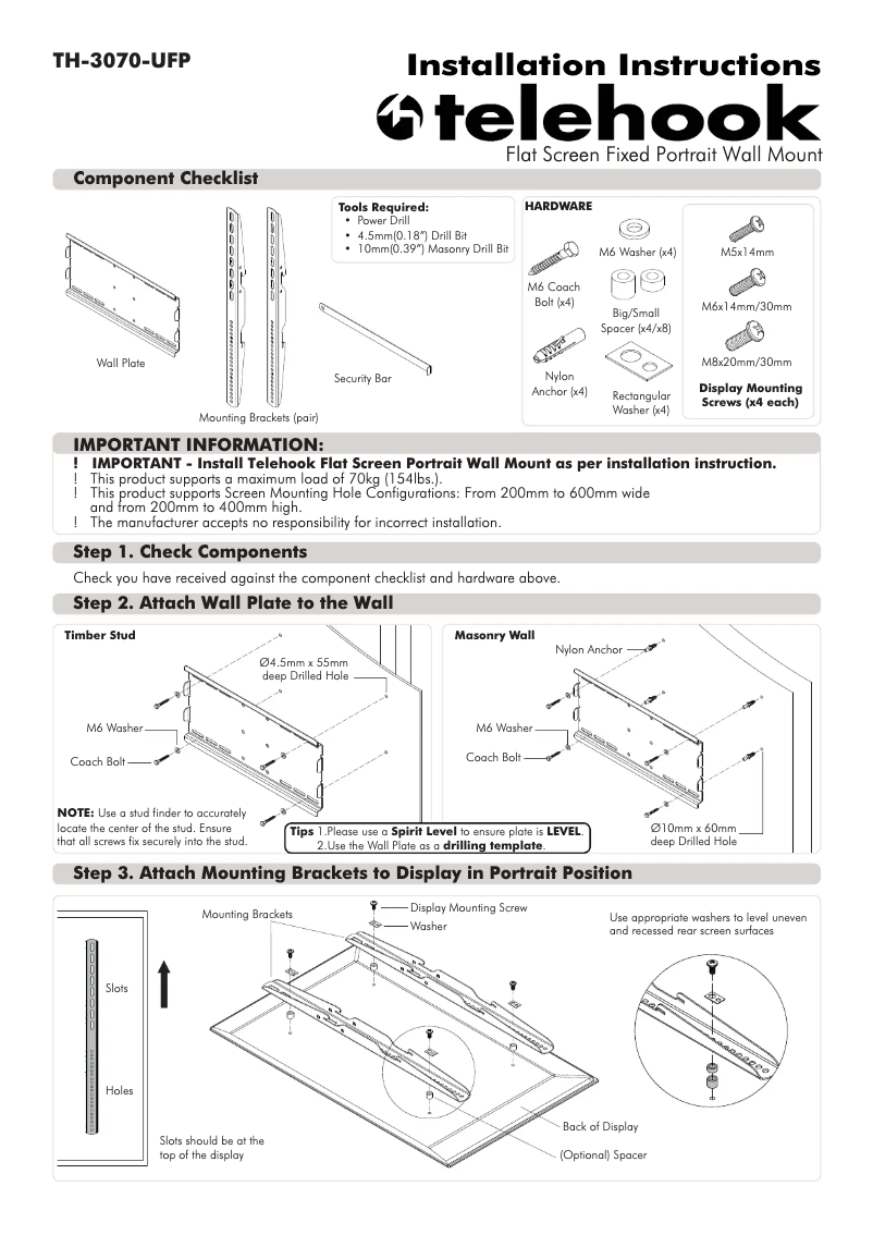 Page 1 de la notice Manuel utilisateur Atdec TH-3070-UFP-TAA