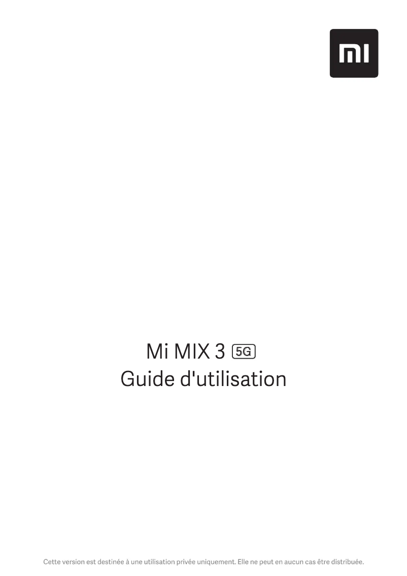 Page 1 de la notice Manuel utilisateur Xiaomi Mi Mix 3