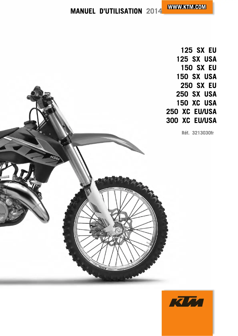 Page 1 de la notice Manuel utilisateur KTM 150 XC (2014)