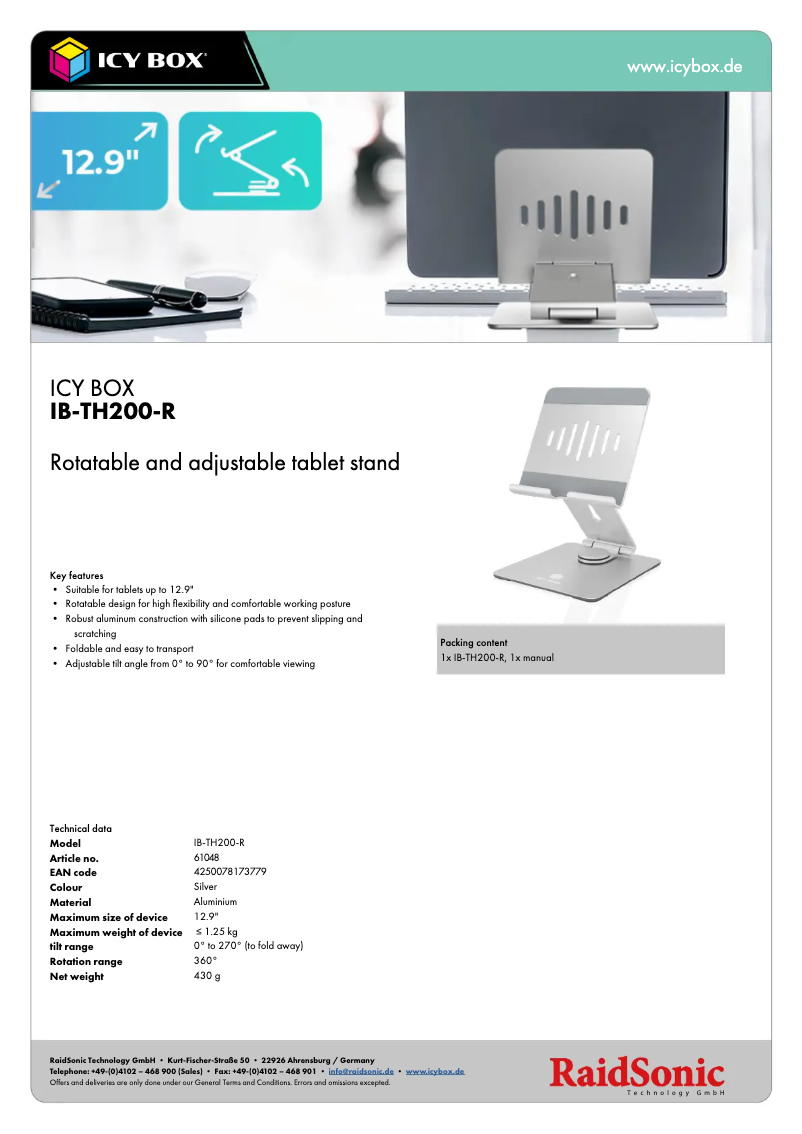 Image de la première page du manuel de l'appareil IB-TH200-R