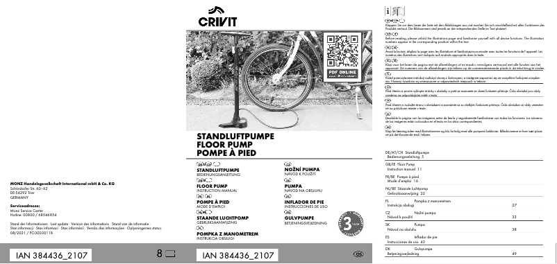 Page n°1 - Manuel utilisateur Crivit IAN 384436