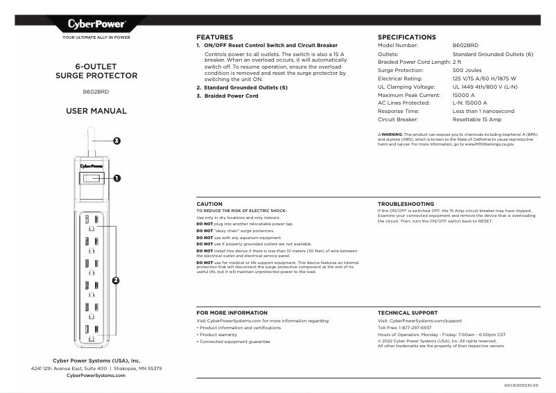 Página 1 del manual Manual de usuario CyberPower B602BRD