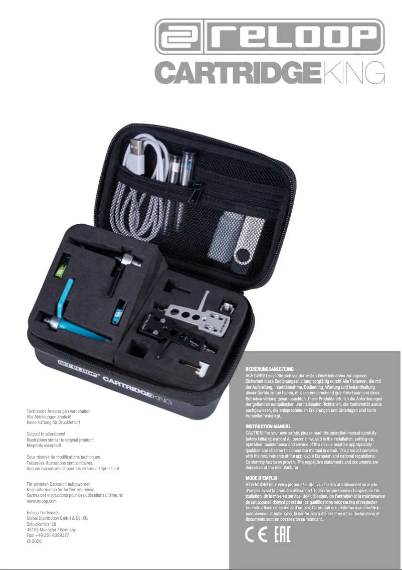 Page 1 de la notice Manuel utilisateur Reloop Cartridge King