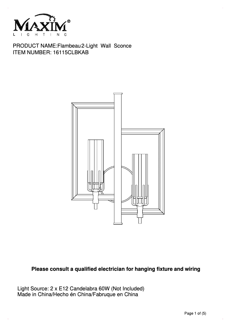Image de la première page du manuel de l'appareil Flambeau 16115CLBKAB