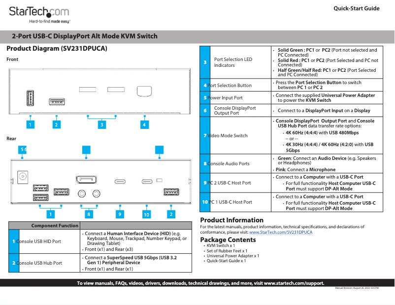 Page 1 de la notice Manuel utilisateur StarTech.com SV231DPUCA