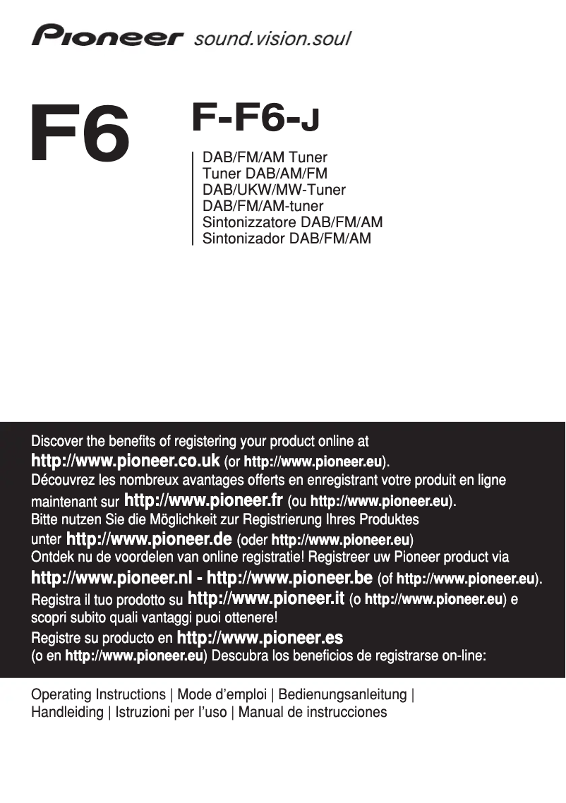 Page 1 de la notice Manuel utilisateur Pioneer F-F6-J