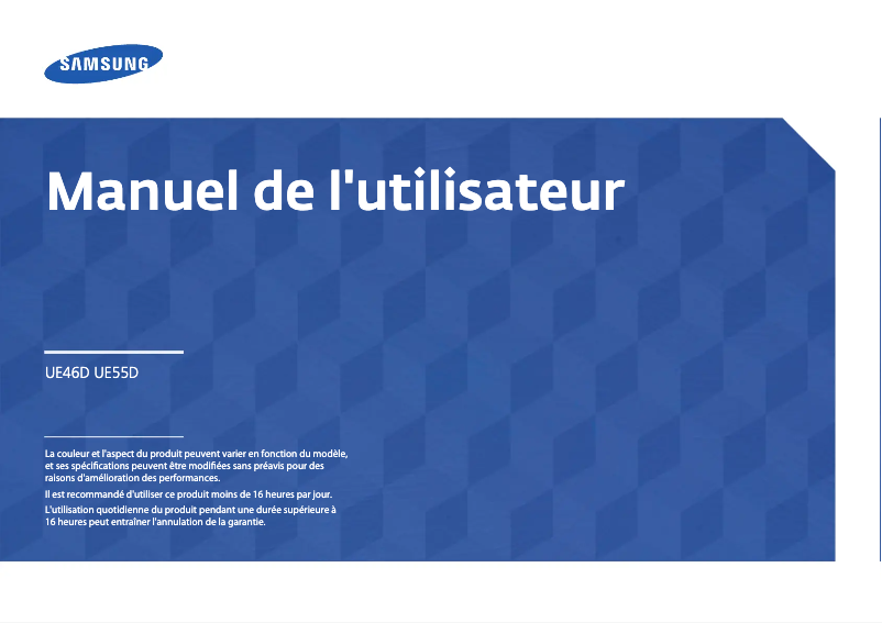 Image de la première page du manuel de l'appareil SyncMaster UE55D