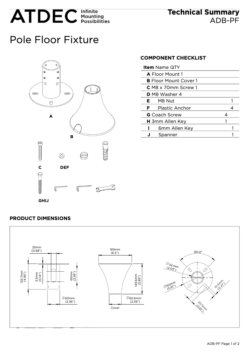 Page 1 de la notice Manuel utilisateur Atdec ADB-PF