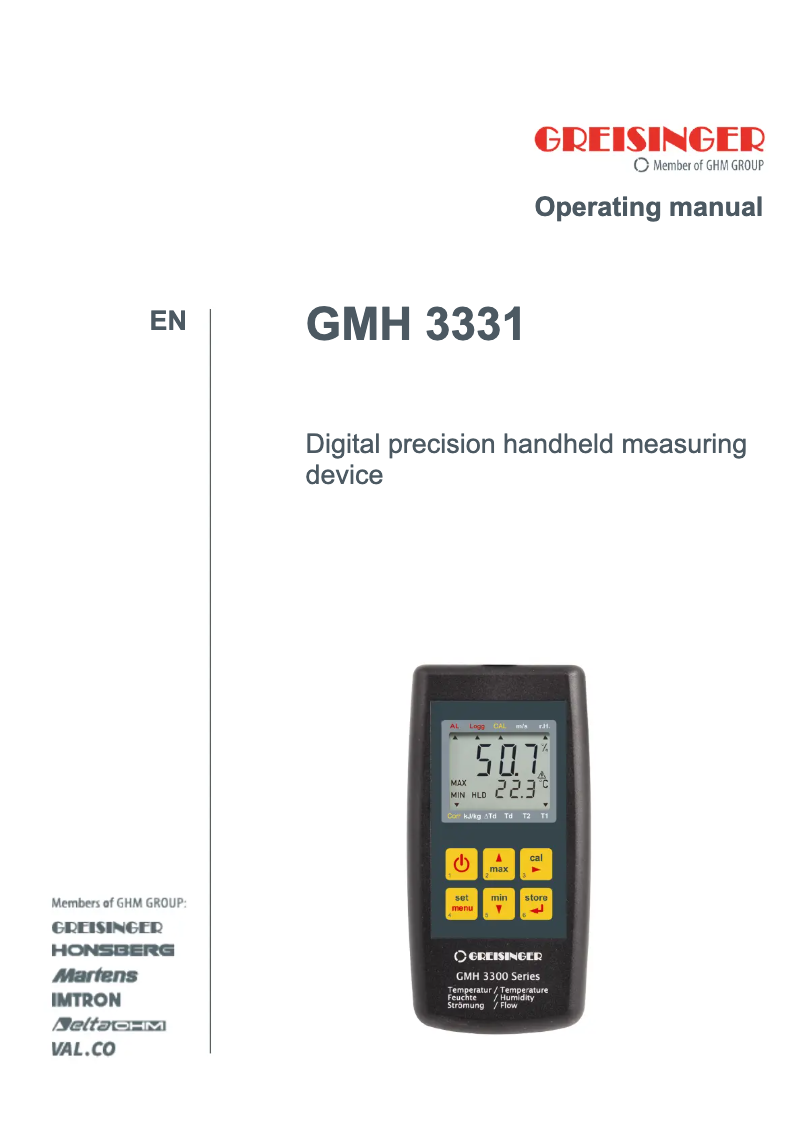 Page n°1 - Manuel utilisateur Greisinger GMH 3331