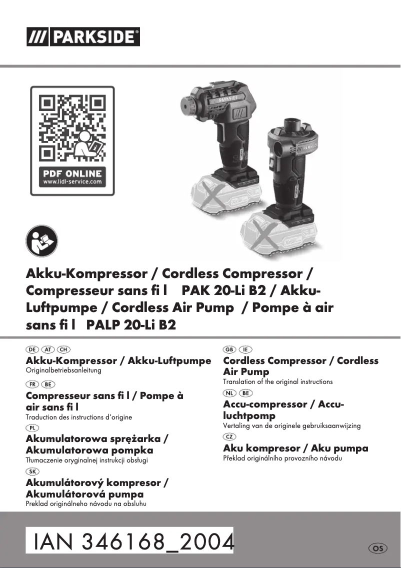 Image de la première page du manuel de l'appareil PAK 20-Li B2