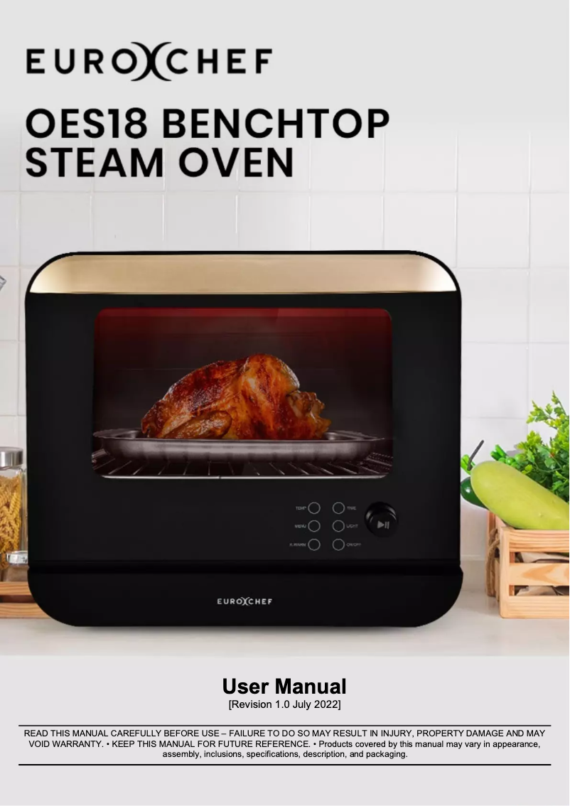 Page 1 de la notice Manuel utilisateur Eurochef OES18