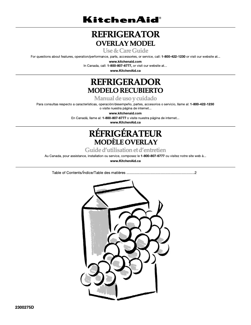 Page n°1 - Manuel utilisateur KitchenAid KURO24RSBX