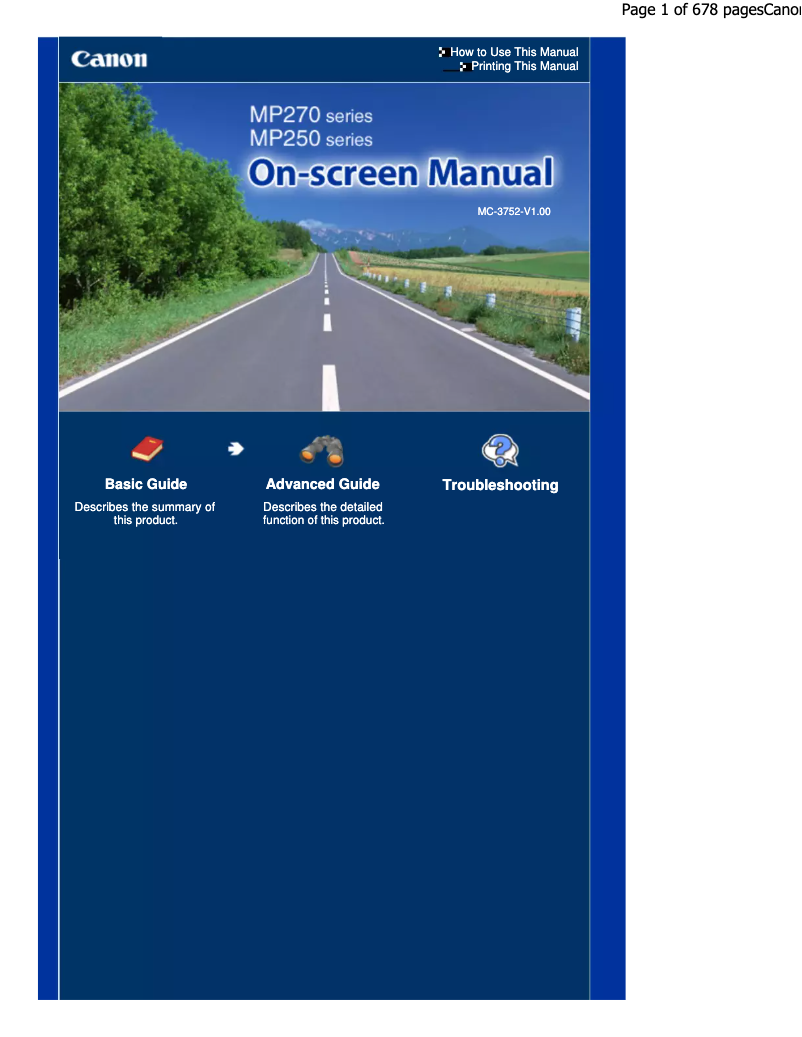 Image de la première page du manuel de l'appareil MP250