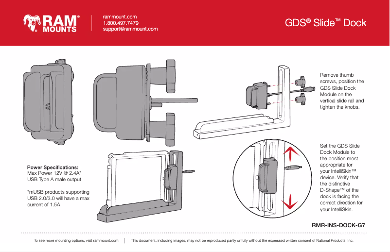 Image de la première page du manuel de l'appareil RAM-GDS-DOCK-G7BU