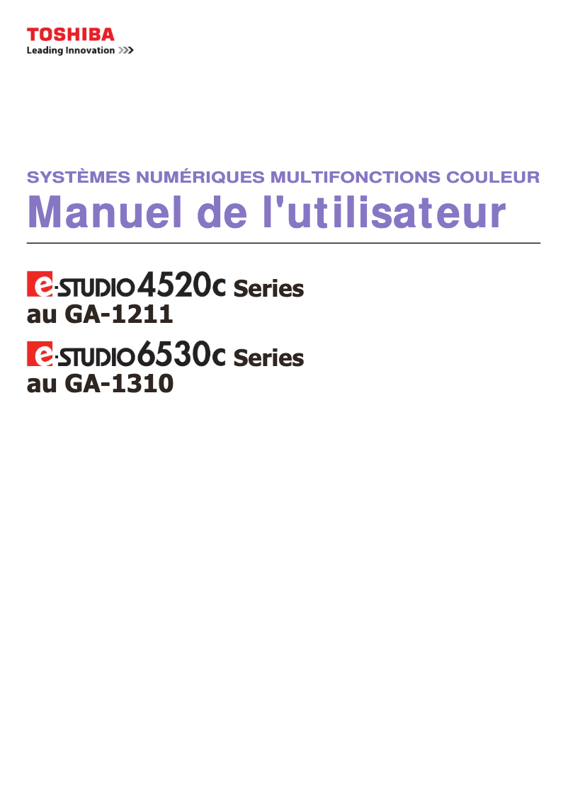 Page 1 de la notice Manuel utilisateur Toshiba E-studio 6530C