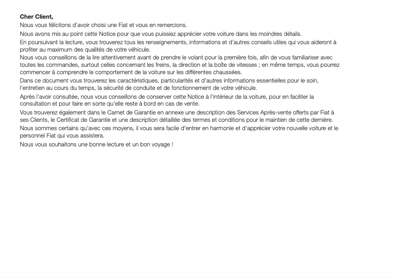 Page 1 de la notice Manuel utilisateur Fiat Tipo Station Wagon (2016)