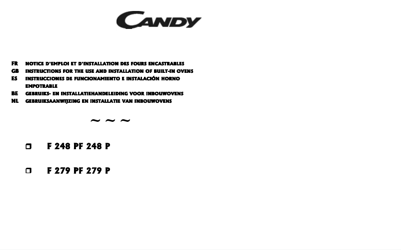 Page n°1 - Manuel utilisateur Candy FO F 279 PN