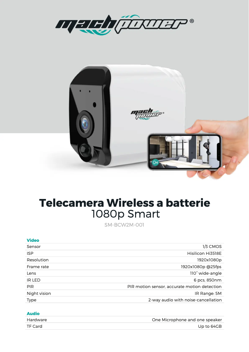 Page 1 de la notice Fiche technique Mach Power SM-BCW2M-001