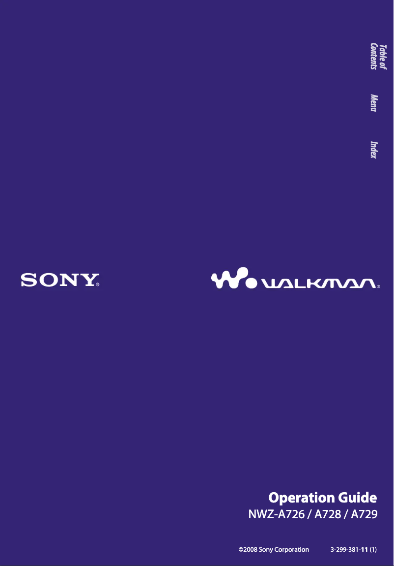 Page n°1 - Manuel utilisateur Sony NWZ-A729
