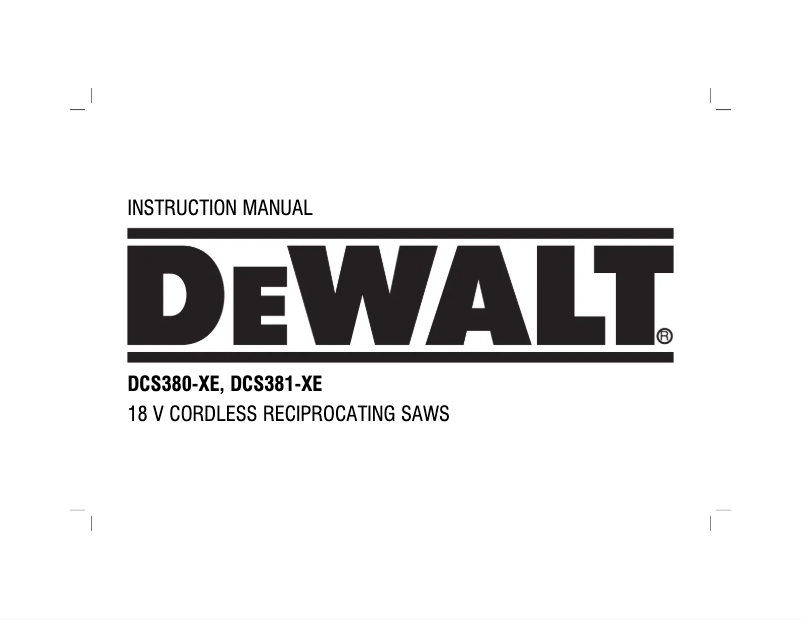 Page 1 of the manual User Manual DeWalt DCS381-XE