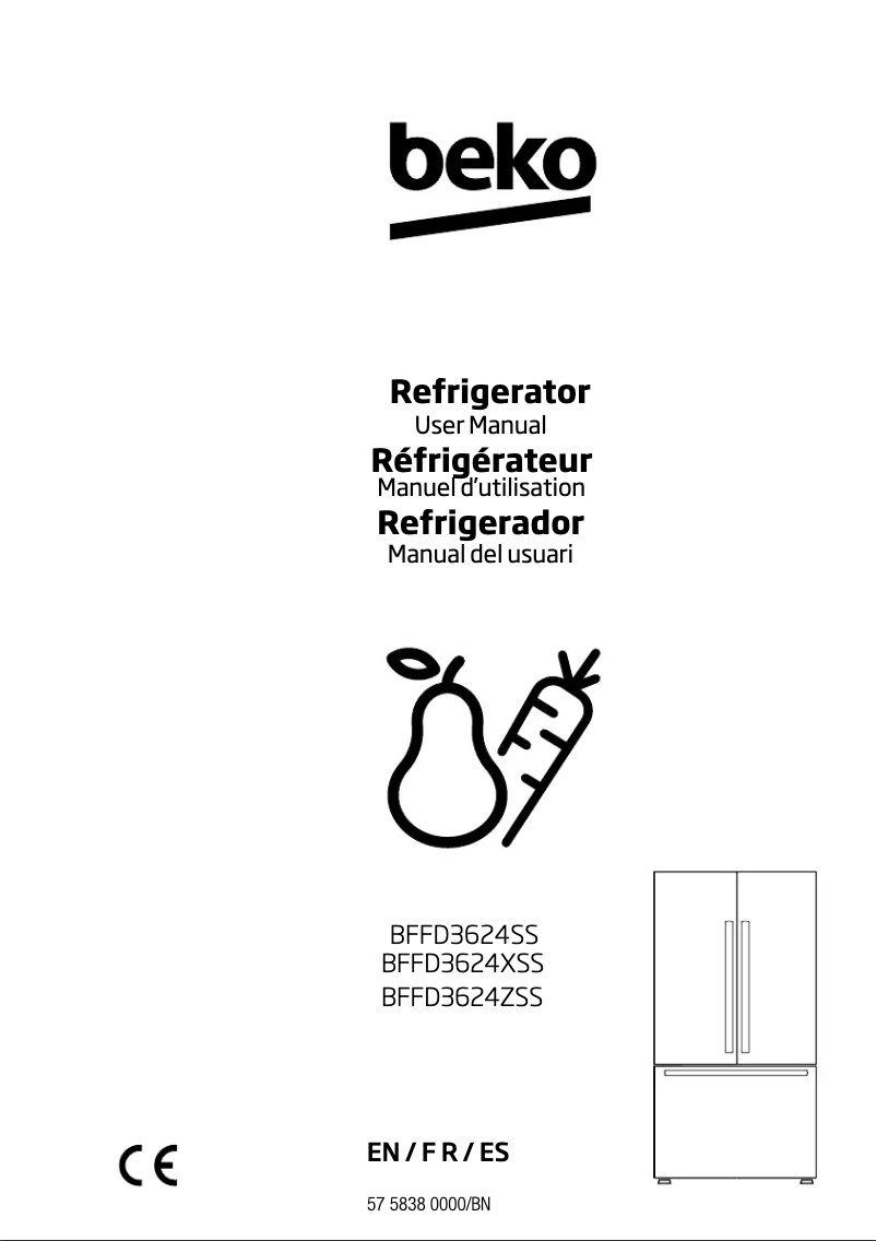 Page 1 de la notice Manuel utilisateur Beko BFFD3624ZSS