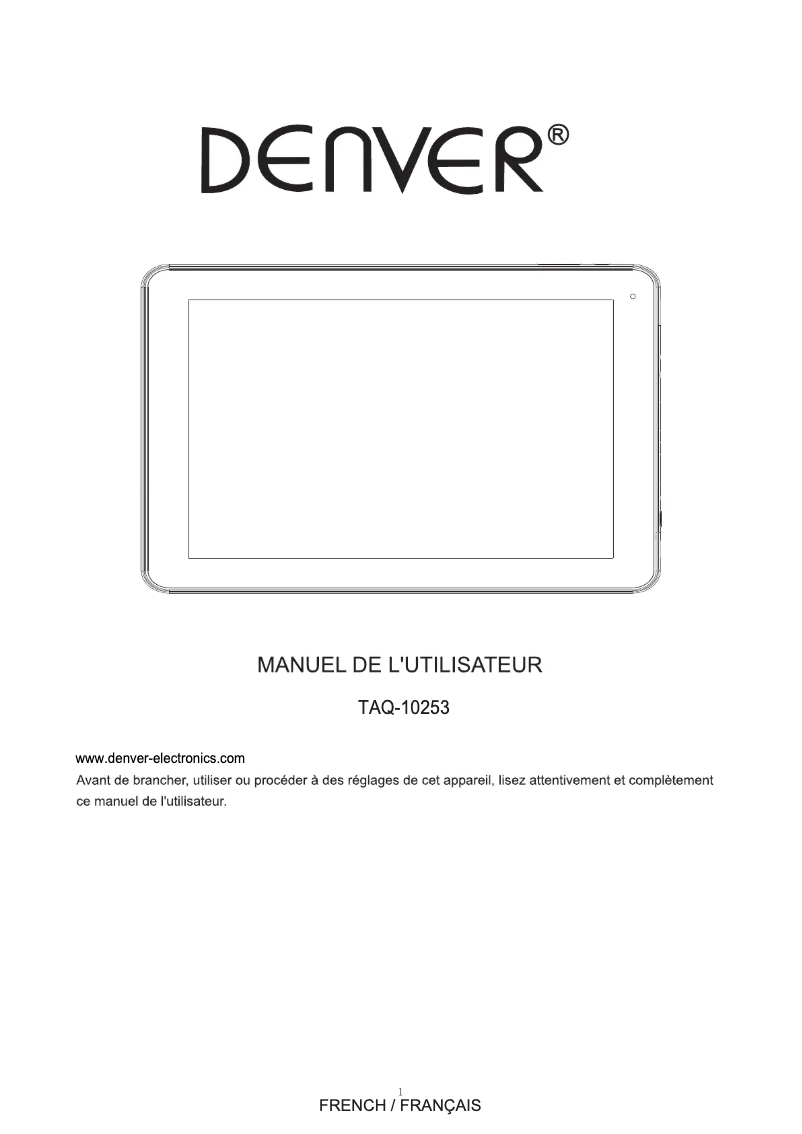 Page 1 de la notice Manuel utilisateur Denver TAQ-10253