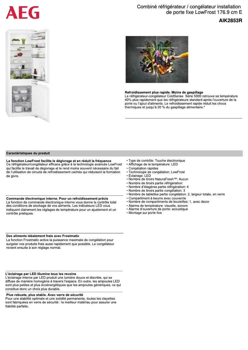 Page n°1 - Fiche technique AEG AIK2853R