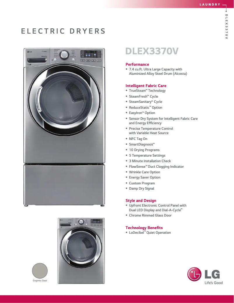 Page n°1 - Fiche technique LG DLEX3370V