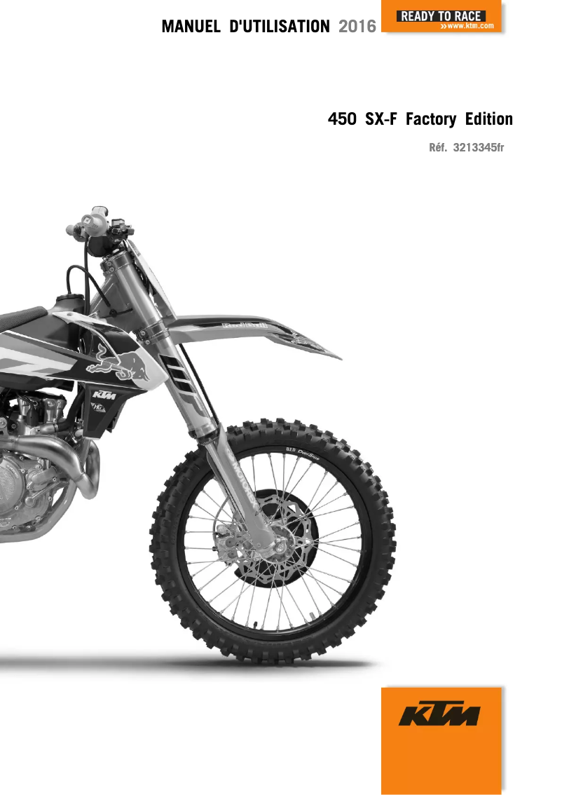 Page 1 de la notice Manuel utilisateur KTM 450 SX-F Factory-Edition (2016)