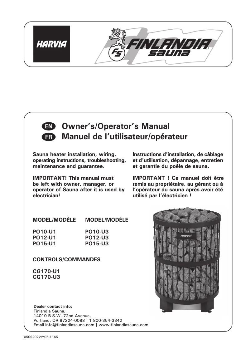 Page n°1 - Manuel utilisateur Harvia Legend Pro HPOU152083