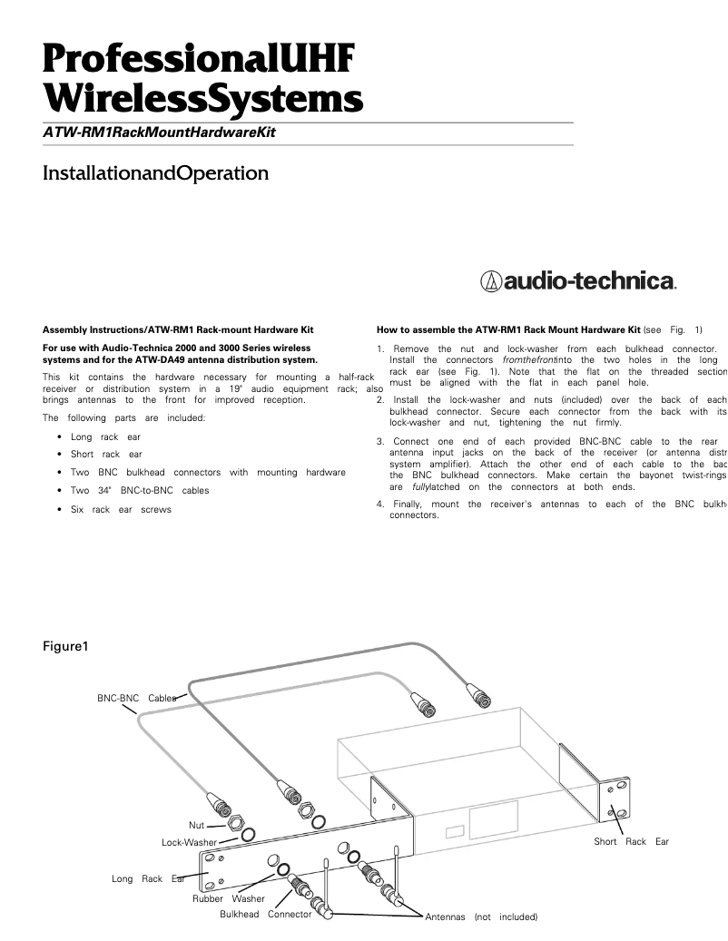 Page 1 de la notice Manuel utilisateur Audio-Technica ATW-RM1