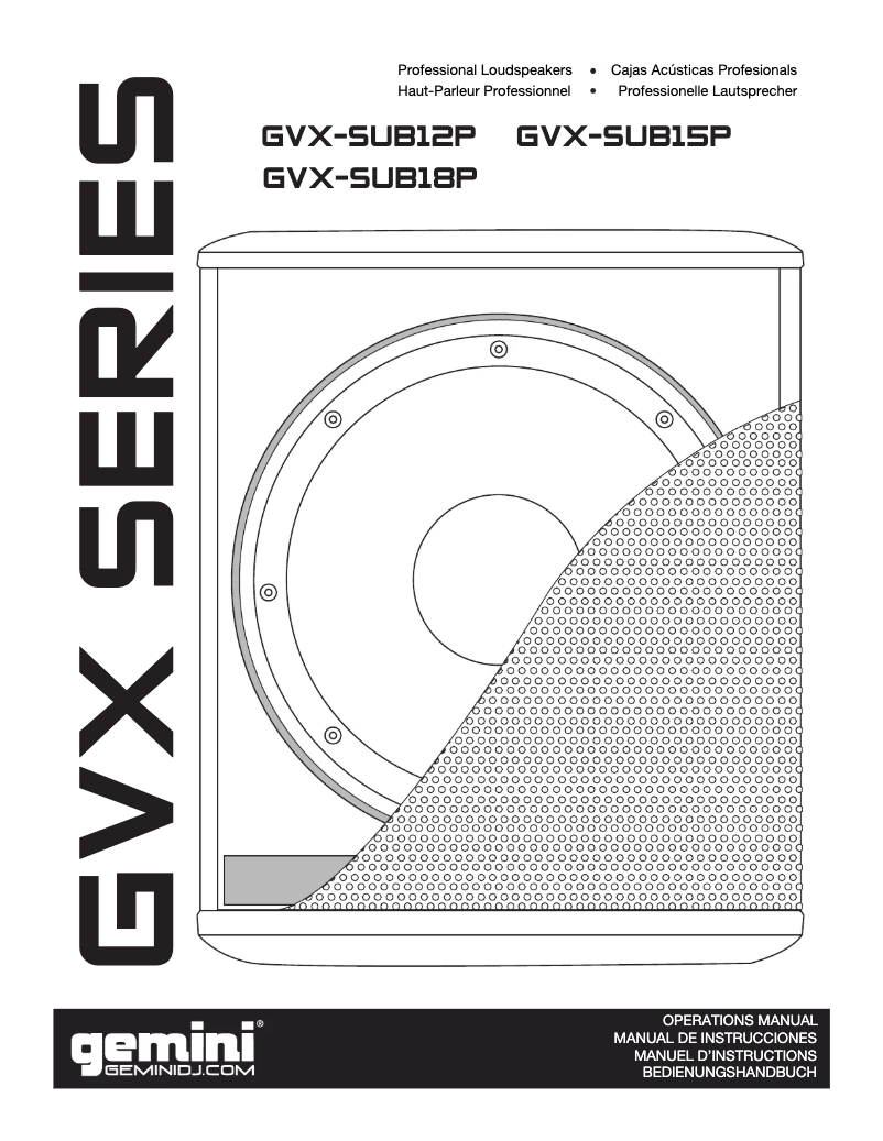 Page n°1 - Manuel utilisateur Gemini GVX-SUB12P