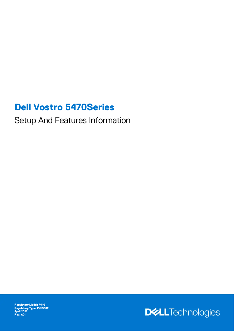 Page 1 de la notice Guide d'installation Dell Vostro 5470