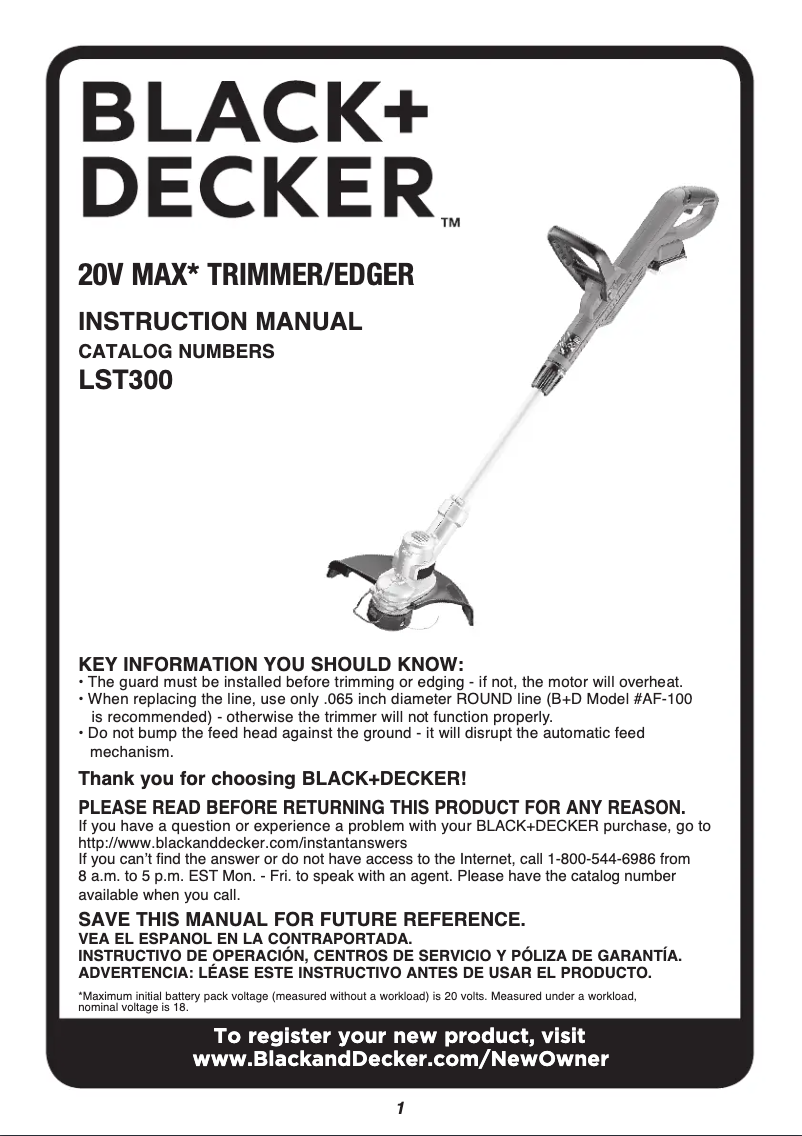 Página 1 del manual Manual de usuario Black & Decker LST300