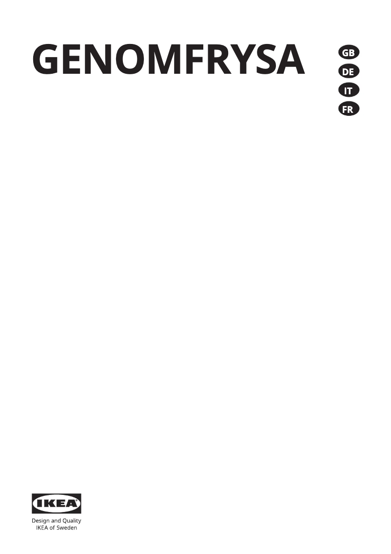 Image de la première page du manuel de l'appareil GENOMFRYSA 804.999.10