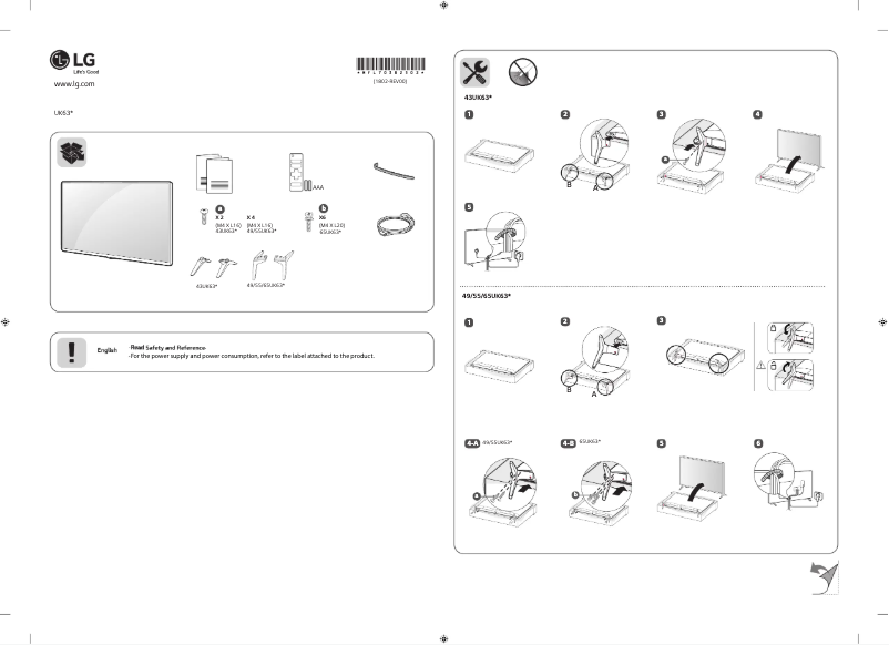 Page 1 de la notice Manuel utilisateur LG 49UK6300PPB