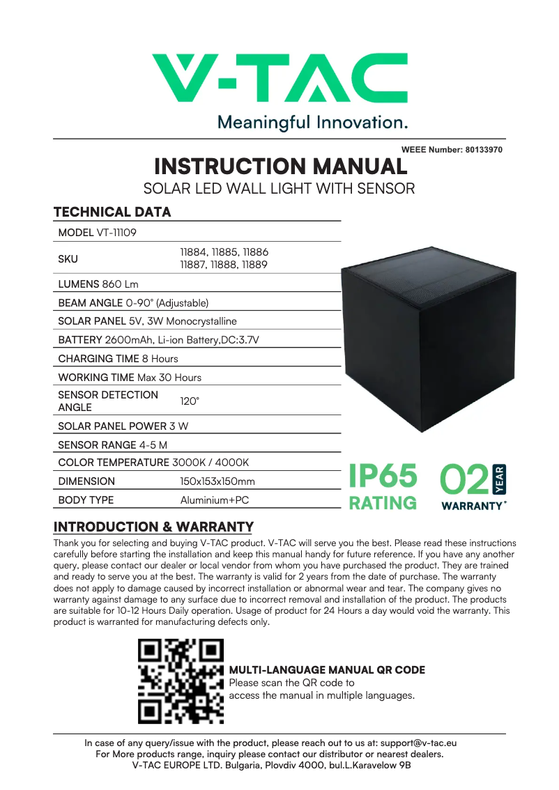 Image de la première page du manuel de l'appareil VT-11109