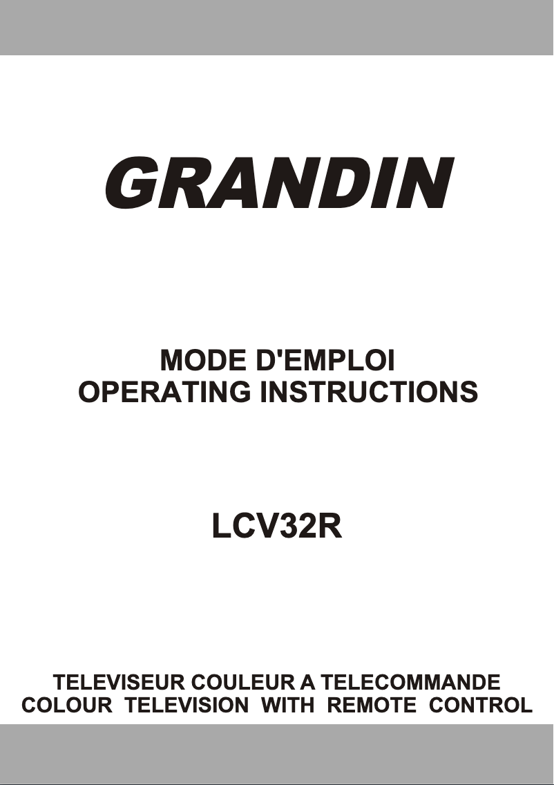 Page 1 de la notice Manuel utilisateur Grandin LCV32R