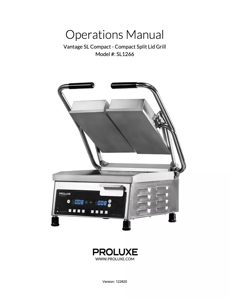 Page n°1 - Manuel utilisateur Proluxe Vantage SL Compact SL1266