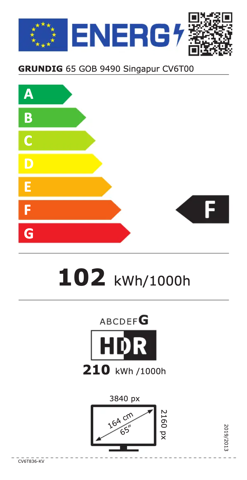 Página 1 del manual Etiqueta energética Grundig 65 GOB 9490 Singapur