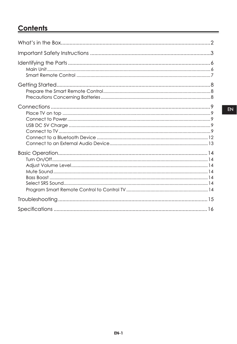 Image de la première page du manuel de l'appareil MXSP-SB3000